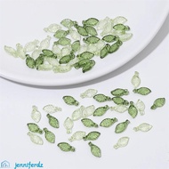 JENNIFERDZ Green Transparent Leaf Shape Beads, Leaf Shape Transparent Green Acrylic Leaf Beads, Acry