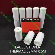 Thermal Sticker Label 58MM x 5M Bluetooth Printer 58 58B-58D (10 Rolls)