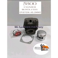 [Ready Stock] Heavy Duty Cylinder Block Piston Chainsaw 5800 58cc 45.2MM Ogawa Still 8800 461 Spare 