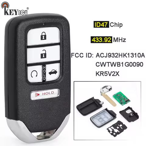 KEYECU 433MHz ID47 Chip FCC ID: KR5V2X CWTWB1G0090 ACJ932HK1310A Remote Car Key Fob for Honda Accord