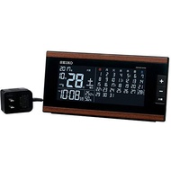 SEIKO Alarm Clock Table clock Radio Wave AC Digital Monthly Calendar Function Rokuyo Display Brown Wood Grain Pattern DL212B