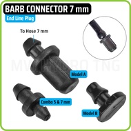 Barb Connector 7 mm - End Line Plug | Hydroponic Irrigation Hose Connector - End Cover