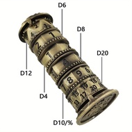 Metal Pagoda Rotating Device Unique 7-in-1 Rotating Wheel Dice, D4 D6 D8 D10 D12 D20 D%, RPG Role Pl