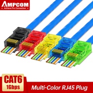 AMPCOM CAT6 RJ45 Pass Through Connectors EZ to Crimp Modular Network Connector For Computer Hardware