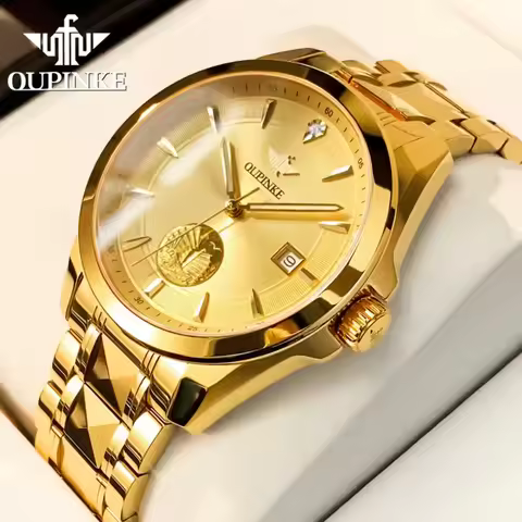 OUPINKE Brand Swiss Automatic Mechanical Watch Men Luxury Real Gold Real Diamond Sapphire Mirror Lum