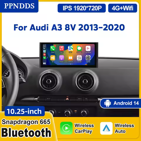 PPNDDS Android 14 Car Screen Player For Audi A3 8V 2013-2020 GPS Navi Multimedia Stereo 8+64G+128GB