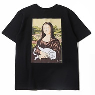 เสื้อยืดripndip Cat Mona Lisa Smile Middle Finger Cat Summer Casual Versatile Short Sleeve Trendy เส