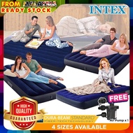 Intex 4 Sizes Inflatable Flocked Air Bed / Air Mattress Single, Twin, Queen With 2-in-1 Valve Tilam 