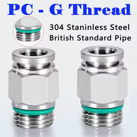 10pcs 304 Stainless Steel PC Pneumatic Quick Connector M5 1/8" 1/4" 3/8" 1/2" BSP G Thread Male Thre