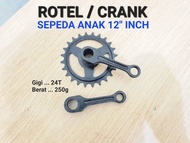 ROTEL CRANK SEPEDA ANAK KECIL UKURAN 12 INCH GIGI 24T GIR GEAR DEPAN SEPEDA ANAK