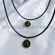 [EPOXY GOLD] HOOK BACK EPOXY INITIAL NAME NECKLACE | NECKLACE FOR GUYS AND GIRLS PLAIN BLACK ROPE CU