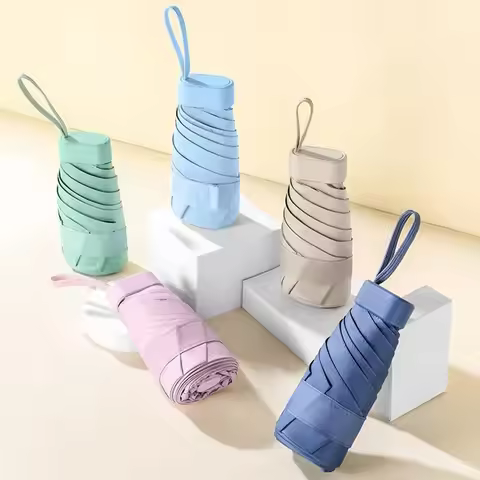 Mini Foldable umbrella UV protection Mini Sun Umbrella dual use portable box to store sunshade umbre