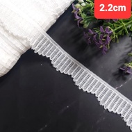 Elastic lace trim, rice white color, size 1cm to 2.8cm (5 meter cord)