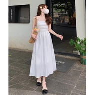 Women Dress Casual Daily Tank Dress Midi Summer White Gaun Putih Korea