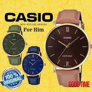 (Official Warranty) Casio Original MTP-VT01GL Analog Leather Man Watch Jam Tangan Lelaki