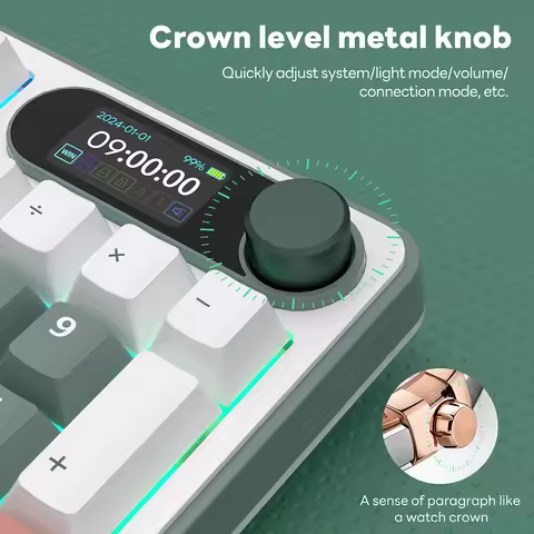 RK S98 ROYAL KLUDGE Top Mount Mechanical Keyboard TFT Screen Knob 96% RGB Backlit Tri-mode Wireless 