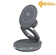Elementz FC-39Q 3合1磁吸式摺疊無線充電座 – 22.5W MagSafe 無線充電座 (適用 iPhone、Apple Watch 及 AirPods) - Grey 灰色