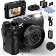 VETEK7  Digital Camera 4K 75MP Dual Lens Sensor 18x Digital Zoom