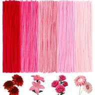 500pcs Pink Pipe Cleaner Red Flower Fuzzy Wire Bulk Pipe Cleaners Chenille Stems Fuzzy Sticks Wire T