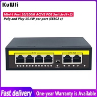 Kuwfi 48V POE Network Switch 100Mbps Ethernet Network Switch 4 Ports Poe Switch Injector For IP Came