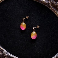 樹脂藝術 橢圓形耳環黃昏的探戈