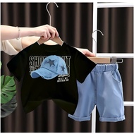 DBOX KIDS DENIM HAT SET FOR BOYS AGE 1 - 5 YEARS TOP T-SHIRT JEANS SHORT SLEEVES