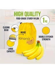 1入黃色香蕉收納袋,防止過度成熟,輕便方便易清洗耐用的水果組織袋,適用於廚房蔬果鮮儲袋,廚房用品