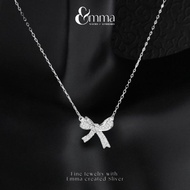 Women's necklace - silver necklace for Emma Jewelry - Luxurious stone bow necklace - high quality si