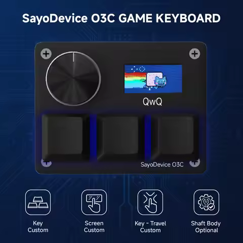 O3C Game Keyboard SayoDevice OSU O3C Rapid Trigger Hall Switches Magnetic Switches Keyboard Knob Scr