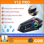 Y12 Pro Intercom Motorcycle Helmet Intercom Headset 2 Riders 50m Intercom Support Music Sharing When