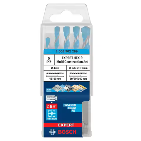 BOSCH 2608902289 EXPERT HEX-9 Multi Construcion Drill Bit Set Hexagon Shank High Precision Drilling 