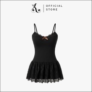 [ KHAEFASHION ] - (BR165) Women's Slim Fit Camisole Lace Layer Peplum Tank Top Premium Style