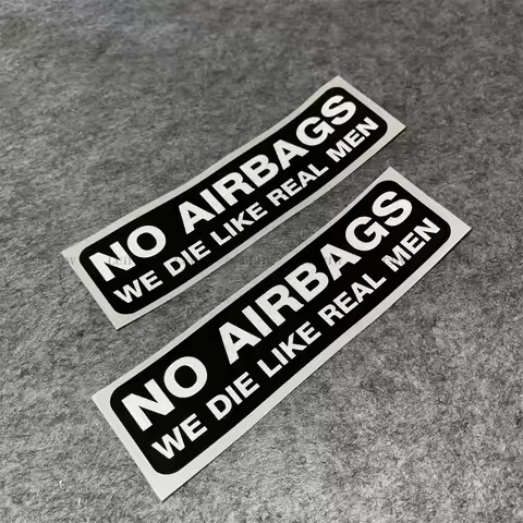 2PCS Warning Car Stickers No Airbags We Die Like Real Man Decal Motor Helmet Cycling Race Auto Windo