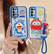 Luxury Cute Cartoon Doraemon Frog Loopy with Hand Strap Oppo A74 5G Phone Case for Oppo A74 5G Case 