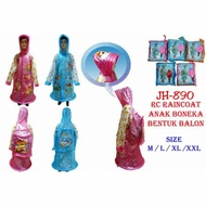 Raincoat For Children 890 Balloon Shape Doll Overalls+Backpack Cover - Blue, M(B3O6) Korean Women's 
