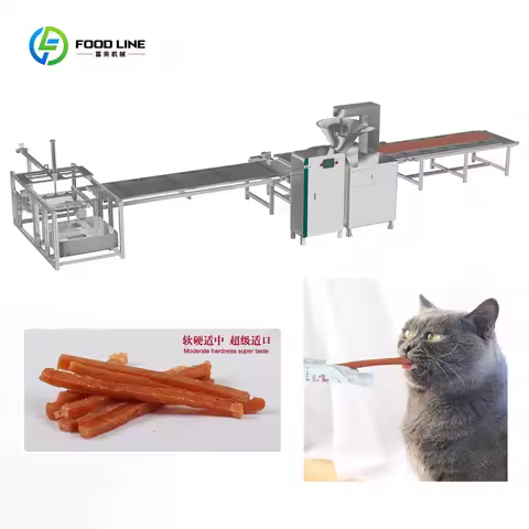 Complete Beef Meat Pet Food Strips Manufacturing Line Twin Screw Extruder Stainless Steel Heat Excha