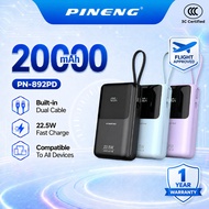3C CCC Pineng PN-892PD 20000mAh 22.5W Fast Charge Powerbank w/ Built-in Cable PN892/PN891 Pineng Pow