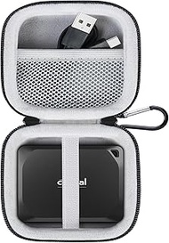 Lacdo Hard Drive Carrying Case for Crucial X9 Pro/Crucial X10 Pro Portable SSD USB-A Adapter 1TB 2TB