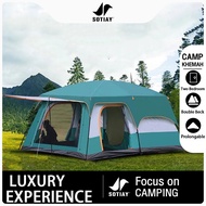 Khemah Camping Tent Besar Waterproof 2 Rooms Double Kemah Murah Outdoor Family 5/8/12 Persons 2 Door