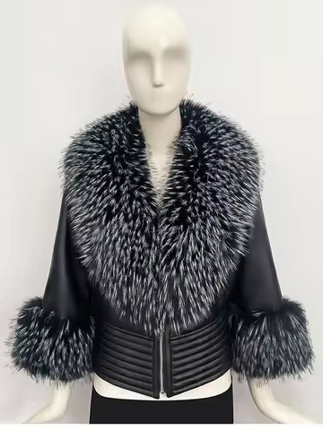 ZADORIN Luxury Winter Faux Raccoon Fur Coat Woman Short Faux Sheepskin Leather Jacket Warm Fur Lined
