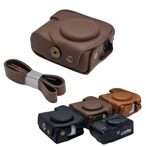 Full Body Cover PU Leather Camera Bag Case For Canon Powershot G10 G11 G12 Battery Openning with Str