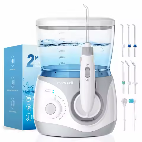 Oral Water Flosser for Kids/Adults, Countertop Water Floss with 10 Pressures & 6 Tips, 600ml Water F