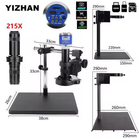 YIZHAN 215X 4K 48MP HD Digital Microscope Imx415 HDMI Camera Microscopio USB-C Output Zoom Lens Remo