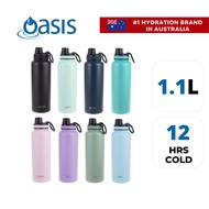 Oasis Stainless Steel Insulated Sports Water Bottle with Screw Cap 1.1L | Hot Cold Leakproof Vacuum 