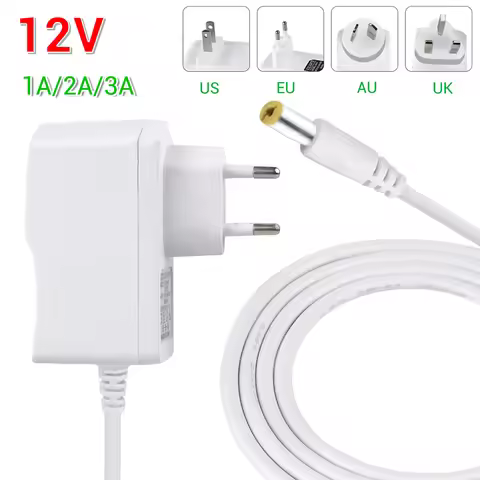 DC12V Power Supply Adapter Lighting Transformer Input AC 100-240V to Output DC 12V 1A 2A 3A EU US UK