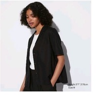 KEMEJA Uniqlo open collar short sleeve linen blend shirt