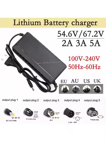48V 60V 2A 3A 5A lithium-ion charger 13S 16S 54.6V 67.2V 1865 battery charging 5A fast intelligent c