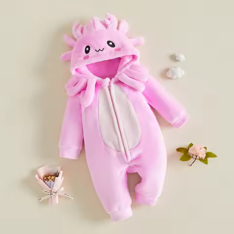 Halloween Baby Girls Hooded Jumpsuit Custome Infant Cotton Axolotl Costume Romper Children Long Slee