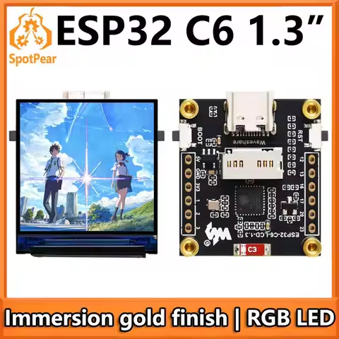 ESP32-C6 LCD Development Board 1.3 inch Display 1.3inch Screen ST7789 240x240 Mini TV SD-Port QST LV