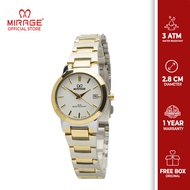 Jam Tangan Mirage Wanita Original Kombinasi Silver Gold Tahan Air 7390L